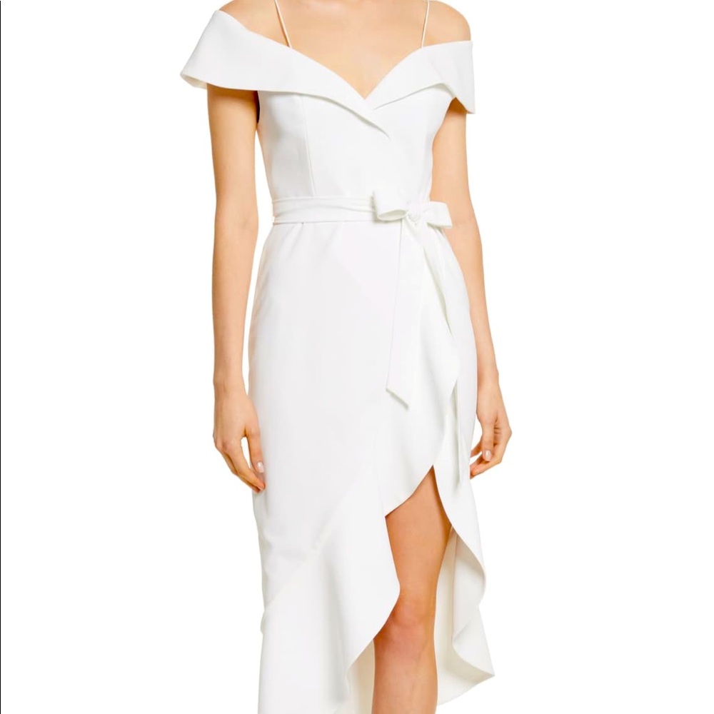 Alice and Olivia off the shoulder wrap dress